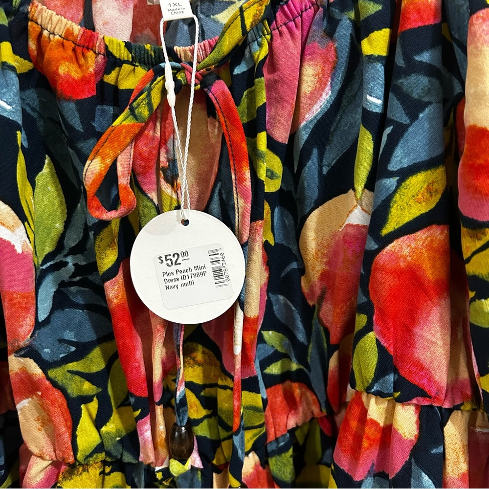 Oddi Los Angeles Just Peachy Multicolor Mini Dress On/Off Shoulder Size 1X NWT - Picture 9 of 9